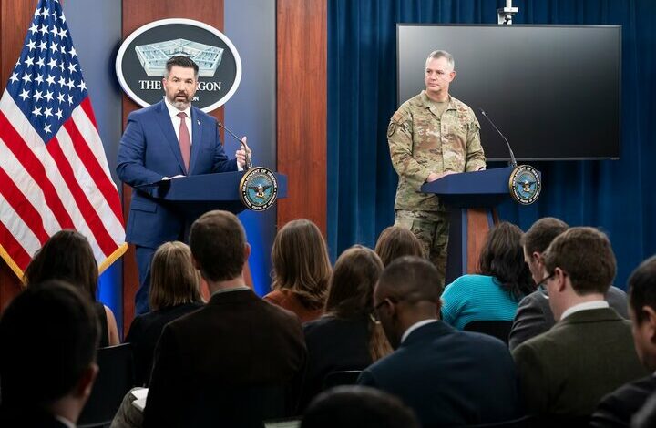 The new Pentagon spokesman threatened Sanaa at the first news conference